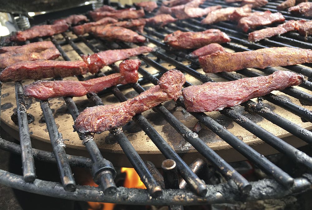 Smoked, beef jerky-style moose strips