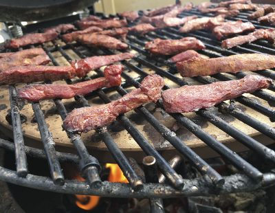 Smoked, beef jerky-style moose strips