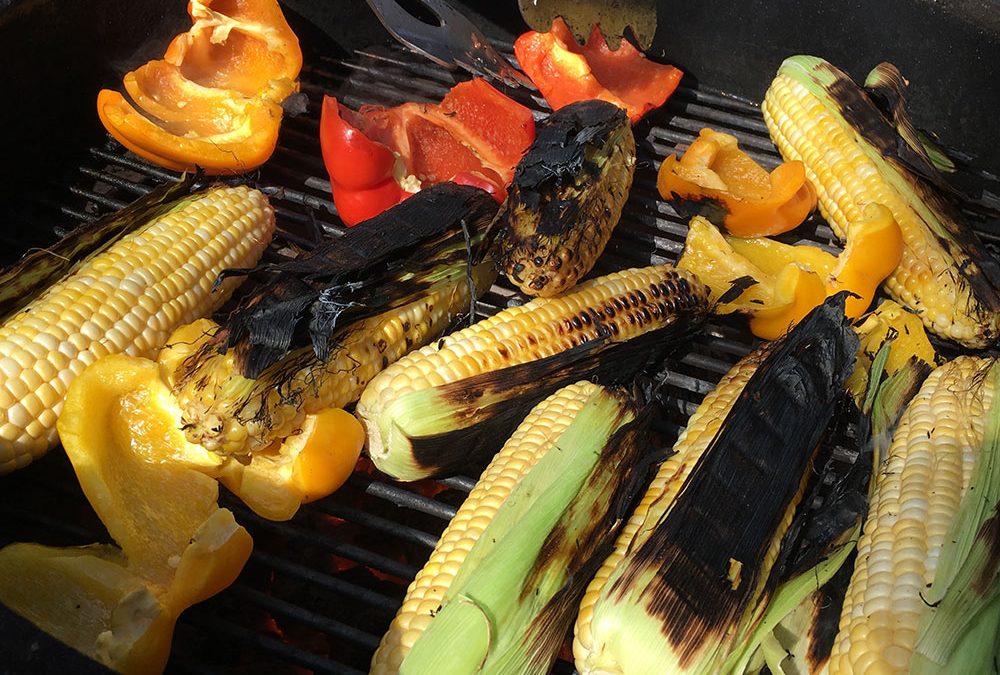 Charcoal grilled corn
