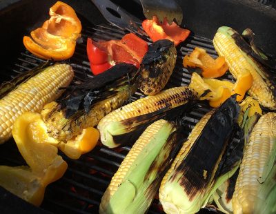 Charcoal grilled corn